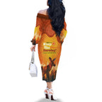 Australian Kangaroo Forests NAIDOC 2024 Family Matching Off The Shoulder Long Sleeve Dress and Hawaiian Shirt Aboriginal Art Style