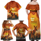 Australian Kangaroo Forests NAIDOC 2024 Family Matching Off Shoulder Maxi Dress and Hawaiian Shirt Aboriginal Art Style