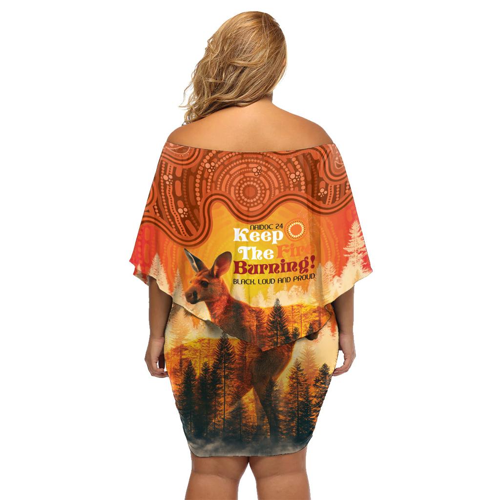 Australian Kangaroo Forests NAIDOC 2024 Family Matching Off Shoulder Short Dress and Hawaiian Shirt Aboriginal Art Style