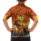 Australian Kangaroo Forests NAIDOC 2024 Family Matching Puletasi and Hawaiian Shirt Aboriginal Art Style