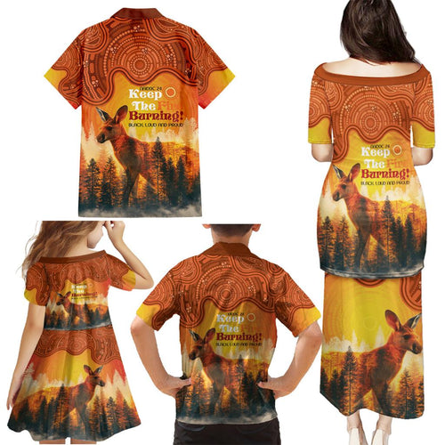 Australian Kangaroo Forests NAIDOC 2024 Family Matching Puletasi and Hawaiian Shirt Aboriginal Art Style