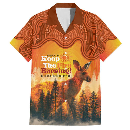 Australian Kangaroo Forests NAIDOC 2024 Family Matching Puletasi and Hawaiian Shirt Aboriginal Art Style