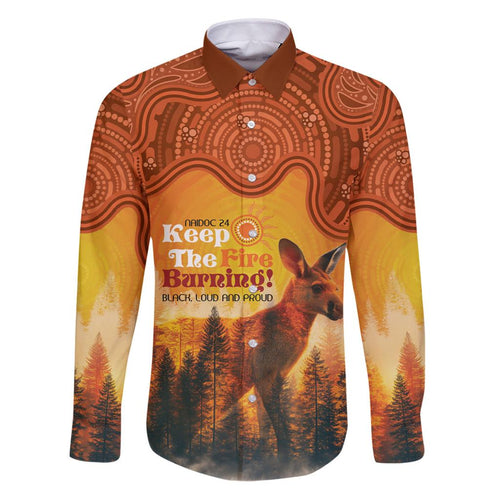 Australian Kangaroo Forests NAIDOC 2024 Family Matching Puletasi and Hawaiian Shirt Aboriginal Art Style