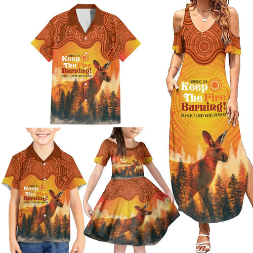 Australian Kangaroo Forests NAIDOC 2024 Family Matching Summer Maxi Dress and Hawaiian Shirt Aboriginal Art Style