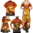 Australian Kangaroo Forests NAIDOC 2024 Family Matching Summer Maxi Dress and Hawaiian Shirt Aboriginal Art Style
