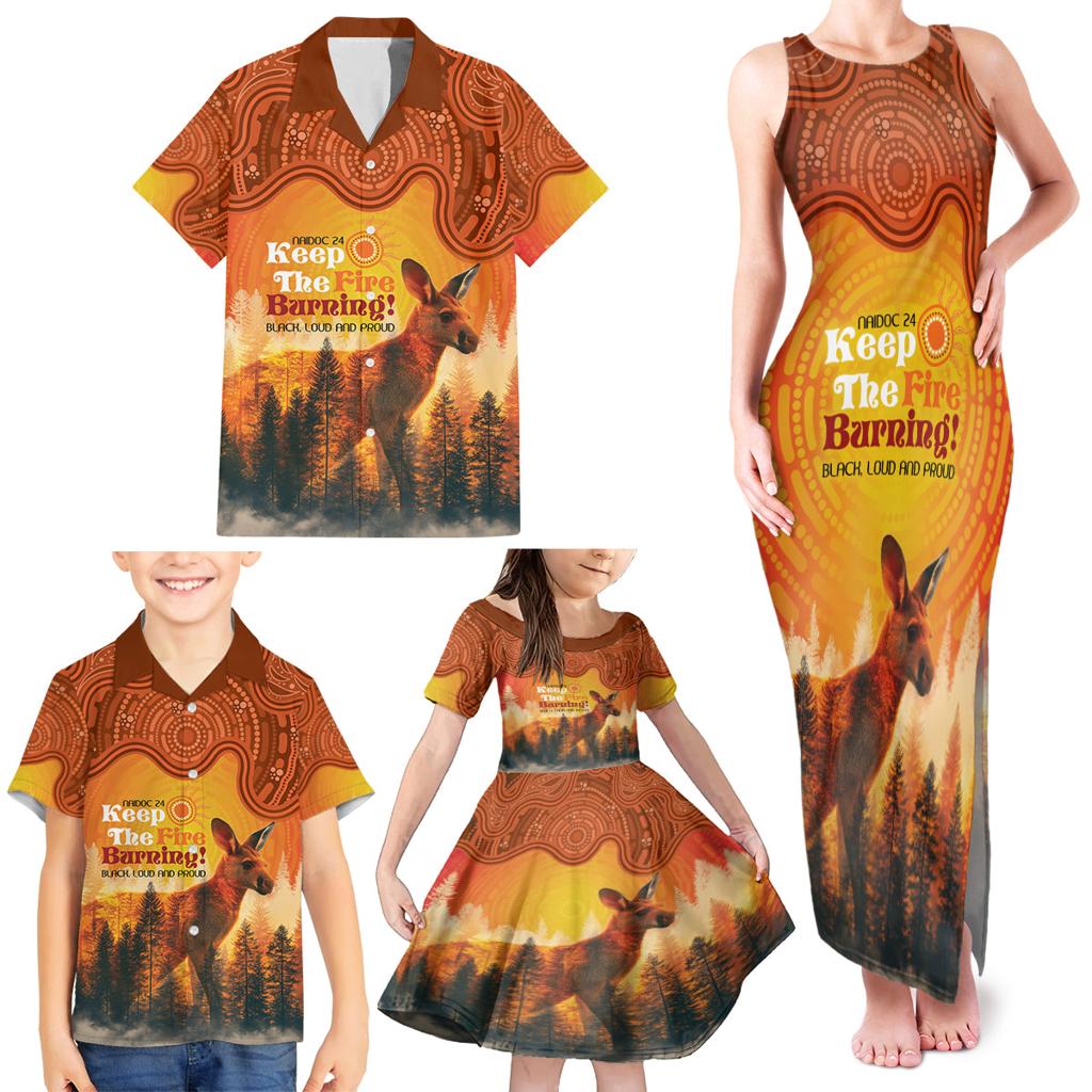 Australian Kangaroo Forests NAIDOC 2024 Family Matching Tank Maxi Dress and Hawaiian Shirt Aboriginal Art Style