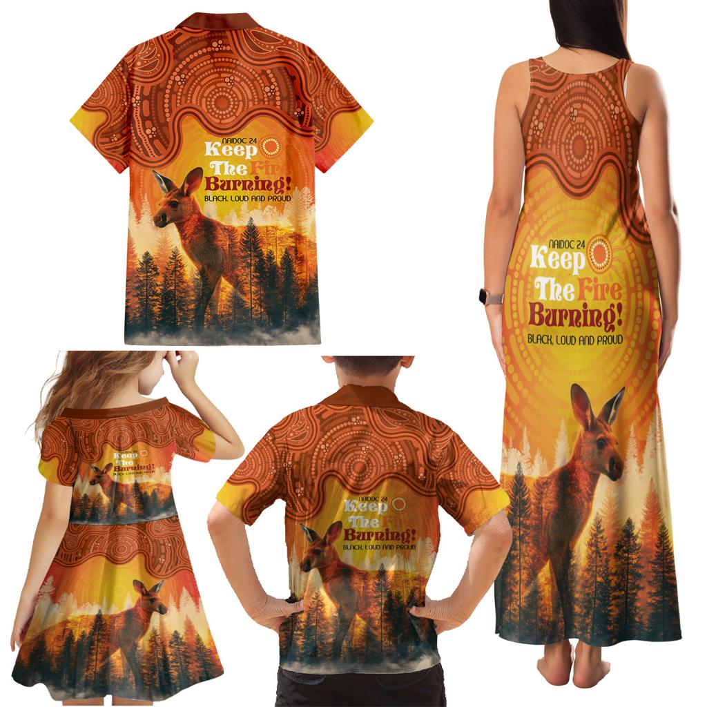 Australian Kangaroo Forests NAIDOC 2024 Family Matching Tank Maxi Dress and Hawaiian Shirt Aboriginal Art Style