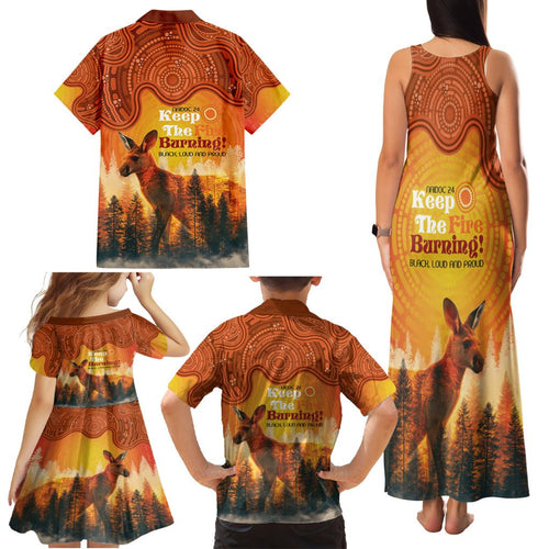 Australian Kangaroo Forests NAIDOC 2024 Family Matching Tank Maxi Dress and Hawaiian Shirt Aboriginal Art Style