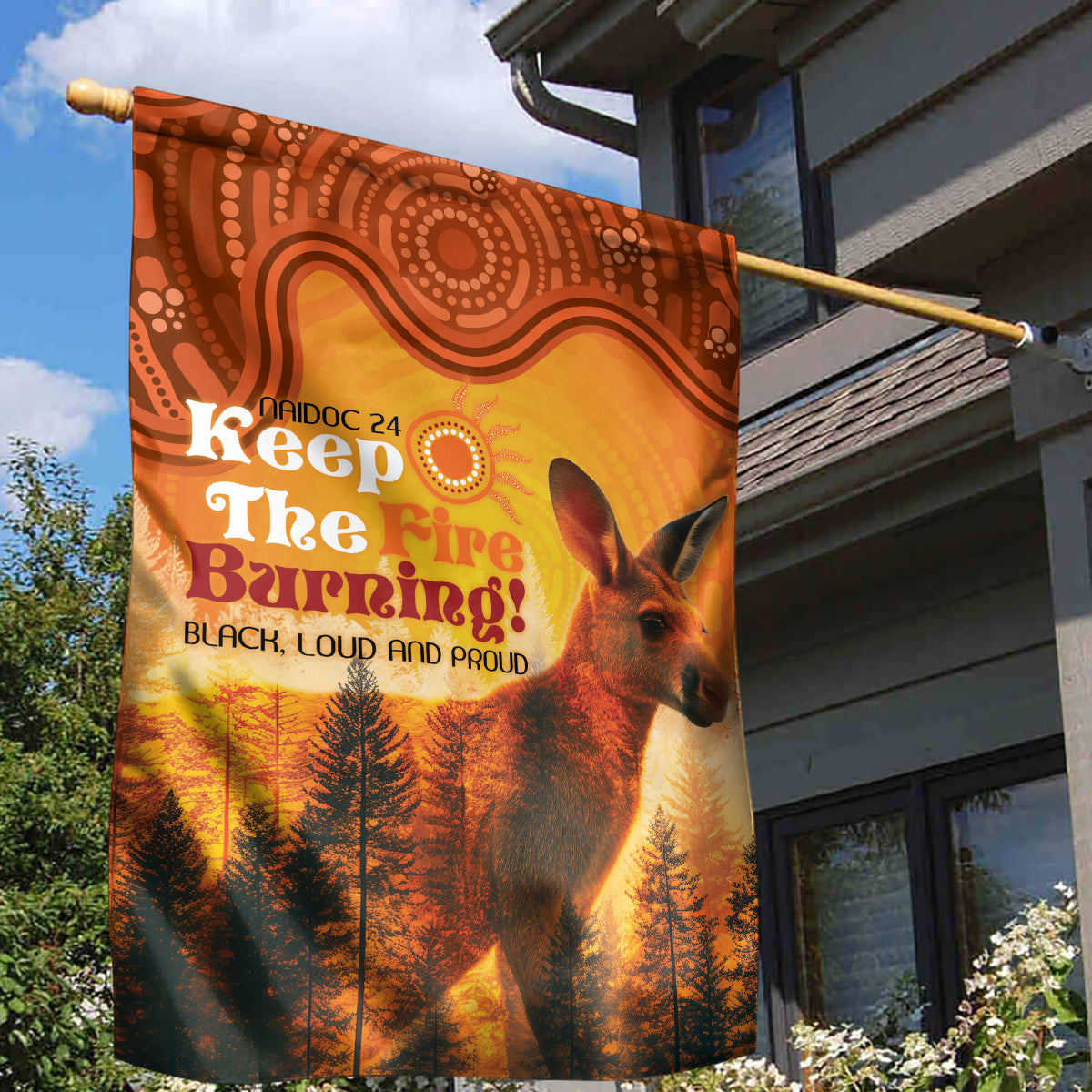 Australian Kangaroo Forests NAIDOC 2024 Garden Flag Aboriginal Art Style
