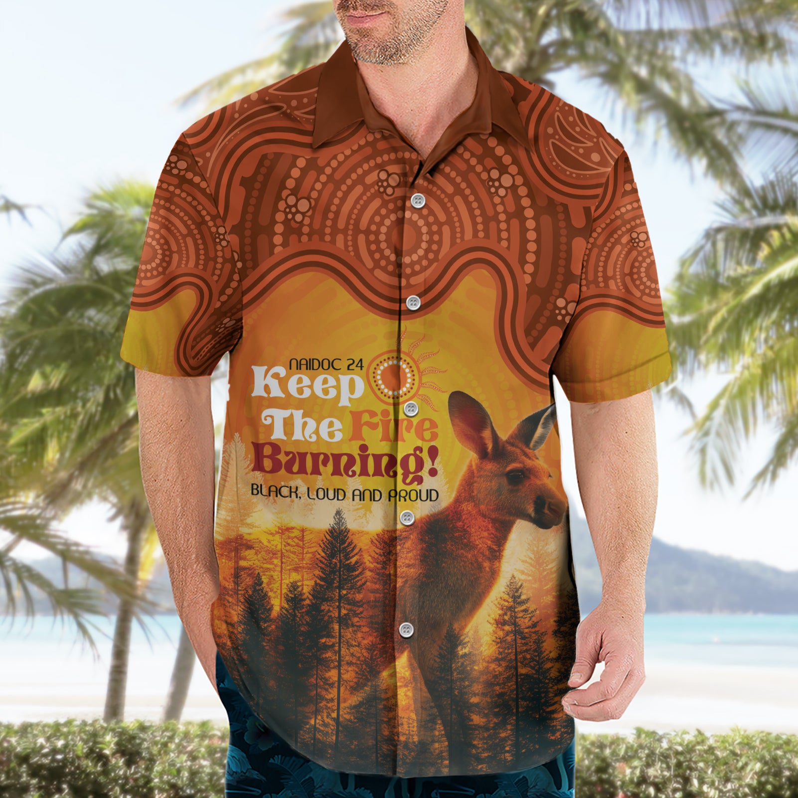 Australian Kangaroo Forests NAIDOC 2024 Hawaiian Shirt Aboriginal Art Style