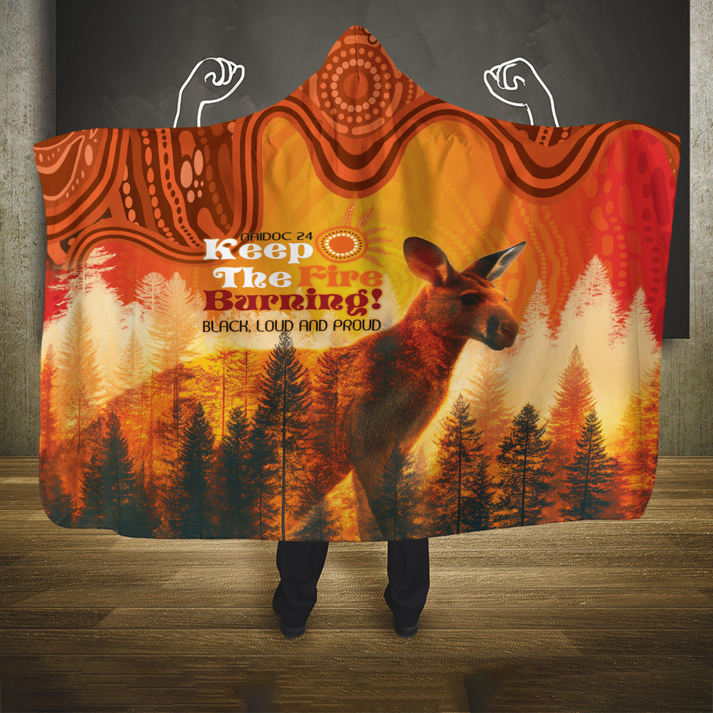 Australian Kangaroo Forests NAIDOC 2024 Hooded Blanket Aboriginal Art Style