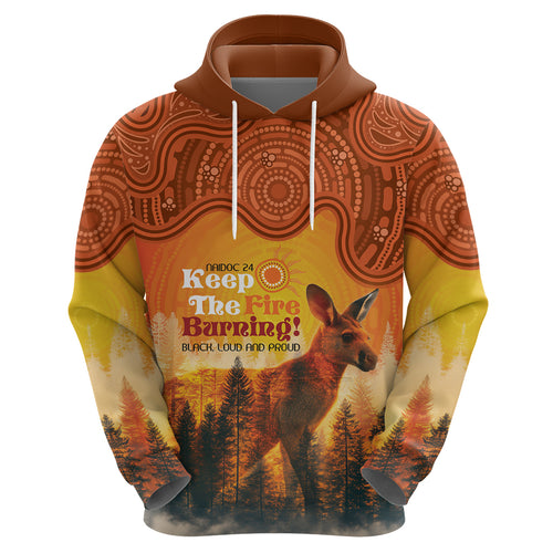 Australian Kangaroo Forests NAIDOC 2024 Hoodie Aboriginal Art Style