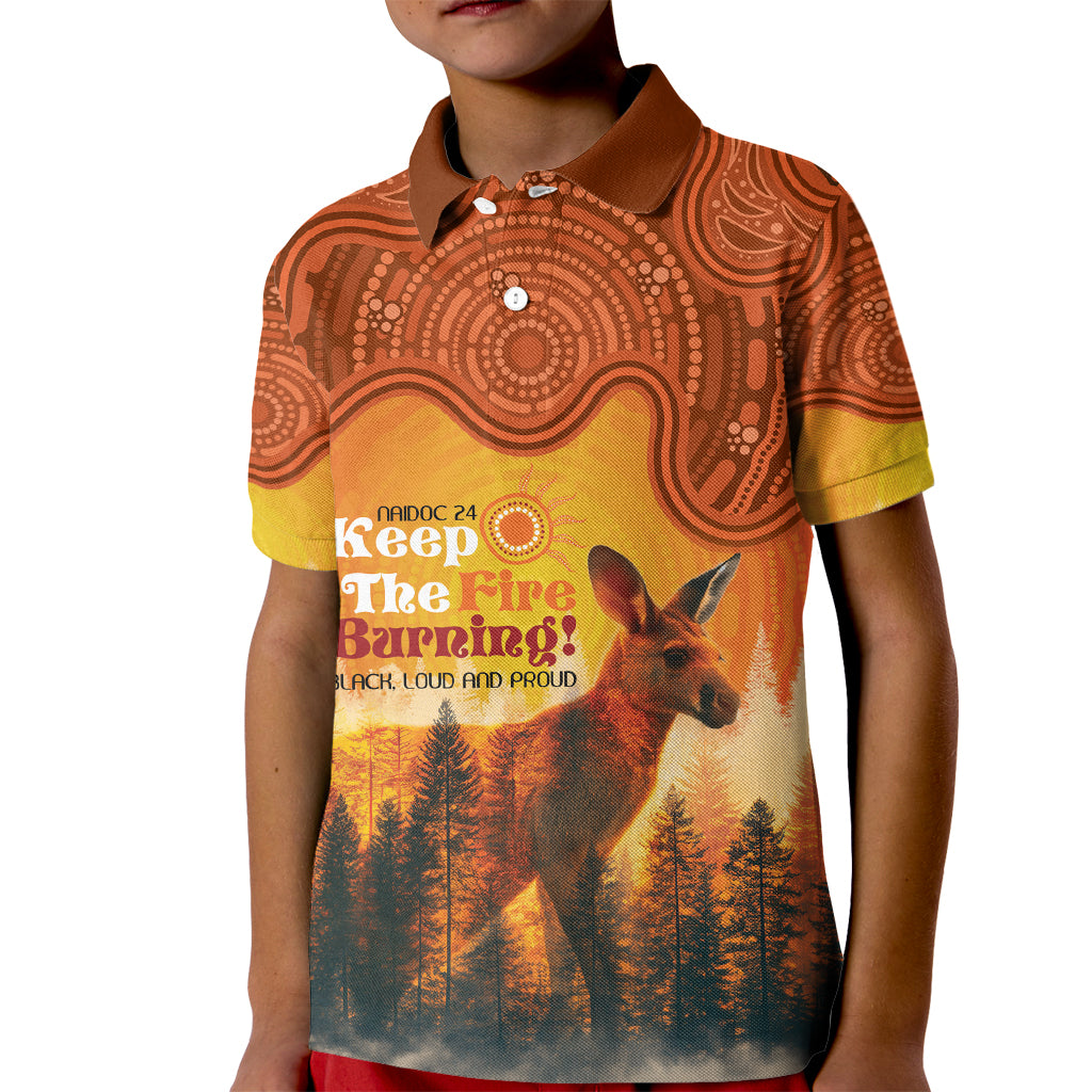 Australian Kangaroo Forests NAIDOC 2024 Kid Polo Shirt Aboriginal Art Style