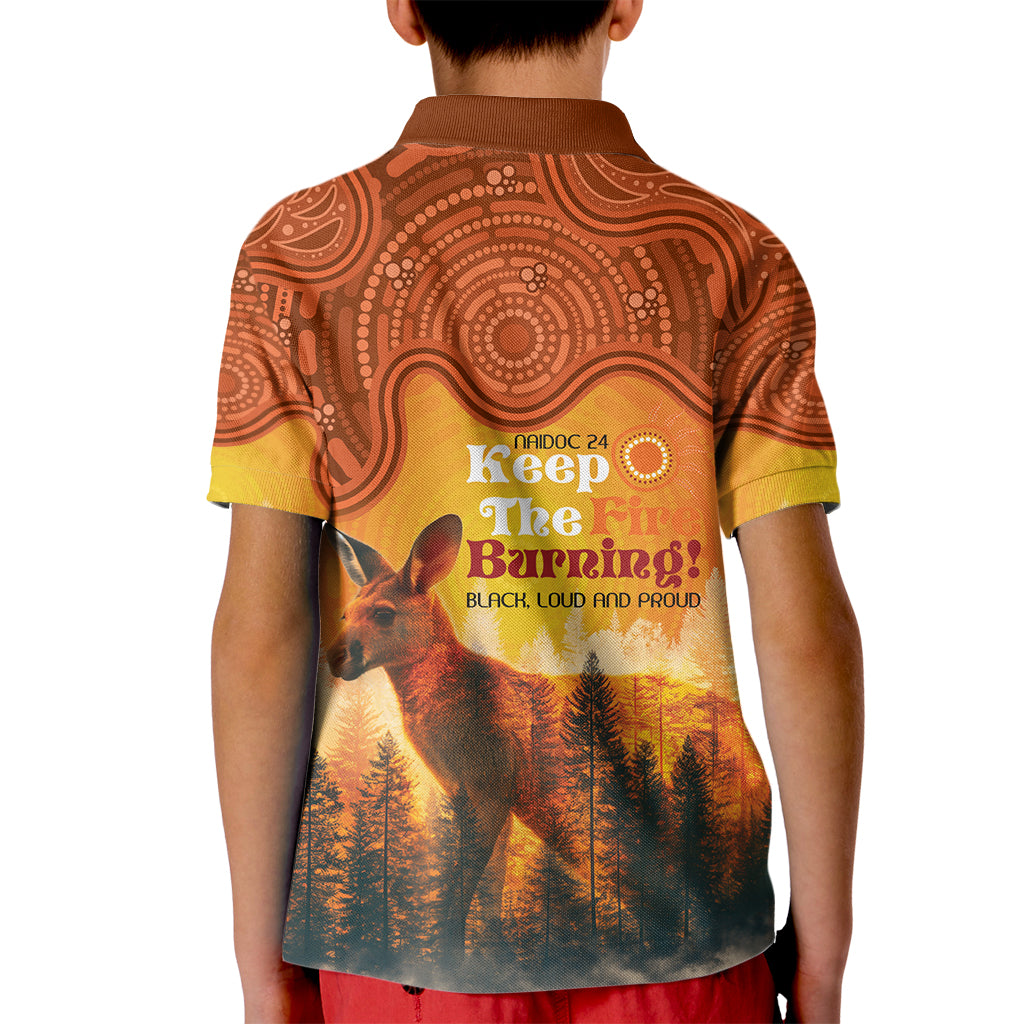 Australian Kangaroo Forests NAIDOC 2024 Kid Polo Shirt Aboriginal Art Style