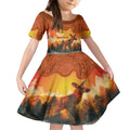 Australian Kangaroo Forests NAIDOC 2024 Kid Short Sleeve Dress Aboriginal Art Style