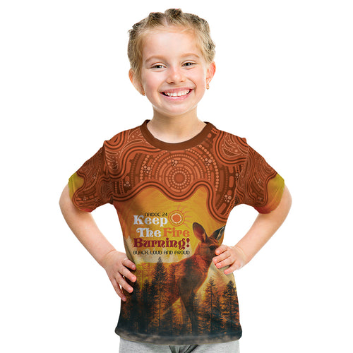 Australian Kangaroo Forests NAIDOC 2024 Kid T Shirt Aboriginal Art Style