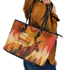 Australian Kangaroo Forests NAIDOC 2024 Leather Tote Bag Aboriginal Art Style