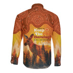 Australian Kangaroo Forests NAIDOC 2024 Long Sleeve Button Shirt Aboriginal Art Style