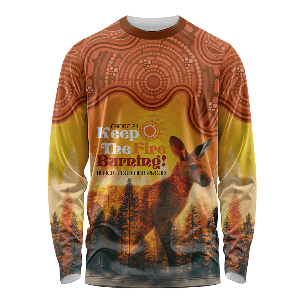 Australian Kangaroo Forests NAIDOC 2024 Long Sleeve Shirt Aboriginal Art Style