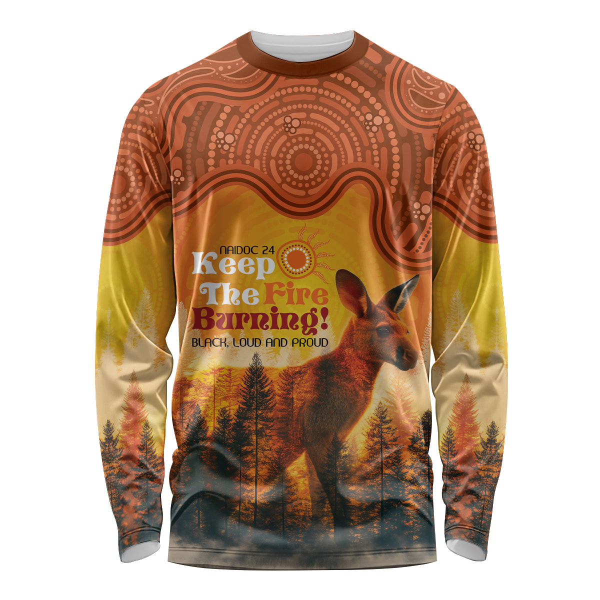 Australian Kangaroo Forests NAIDOC 2024 Long Sleeve Shirt Aboriginal Art Style