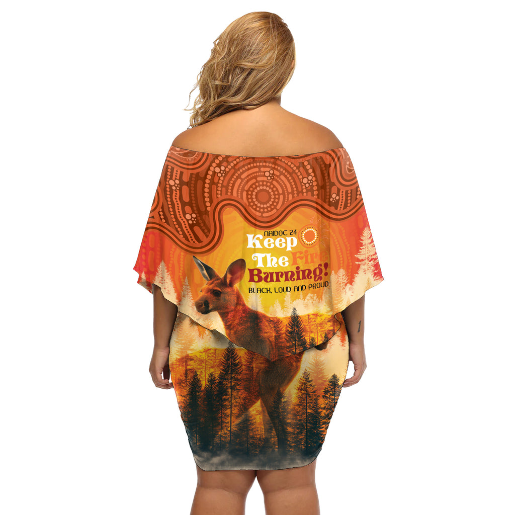 Australian Kangaroo Forests NAIDOC 2024 Off Shoulder Short Dress Aboriginal Art Style