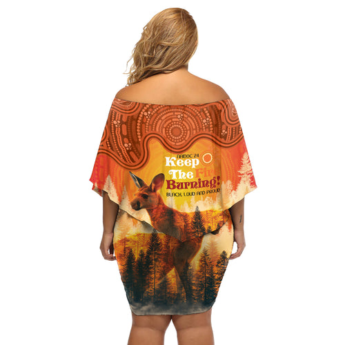 Australian Kangaroo Forests NAIDOC 2024 Off Shoulder Short Dress Aboriginal Art Style