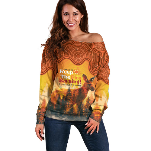 Australian Kangaroo Forests NAIDOC 2024 Off Shoulder Sweater Aboriginal Art Style