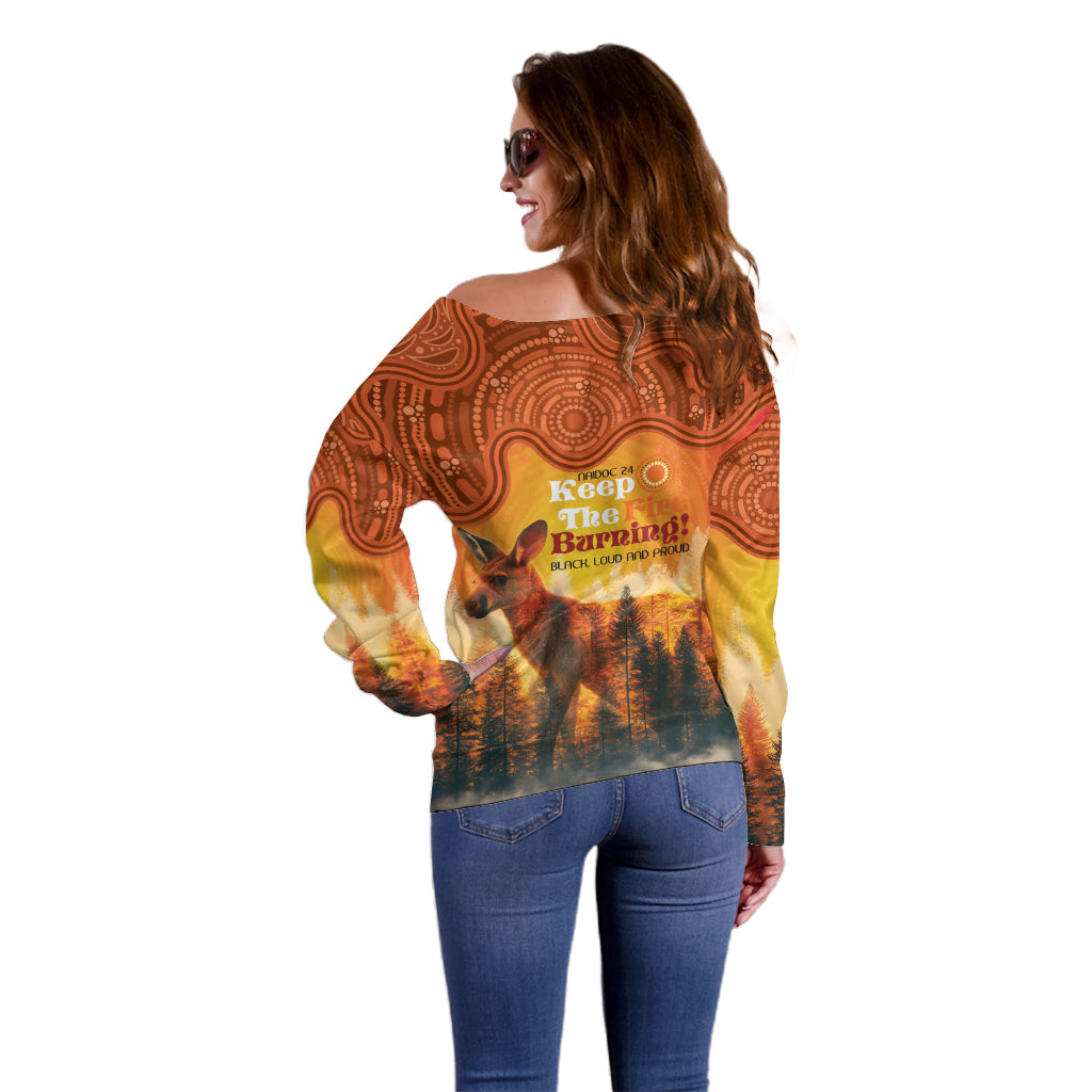 Australian Kangaroo Forests NAIDOC 2024 Off Shoulder Sweater Aboriginal Art Style