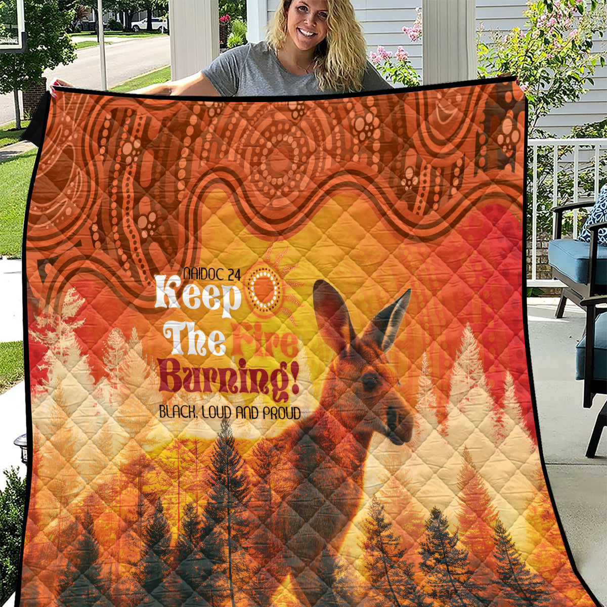 Australian Kangaroo Forests NAIDOC 2024 Quilt Aboriginal Art Style