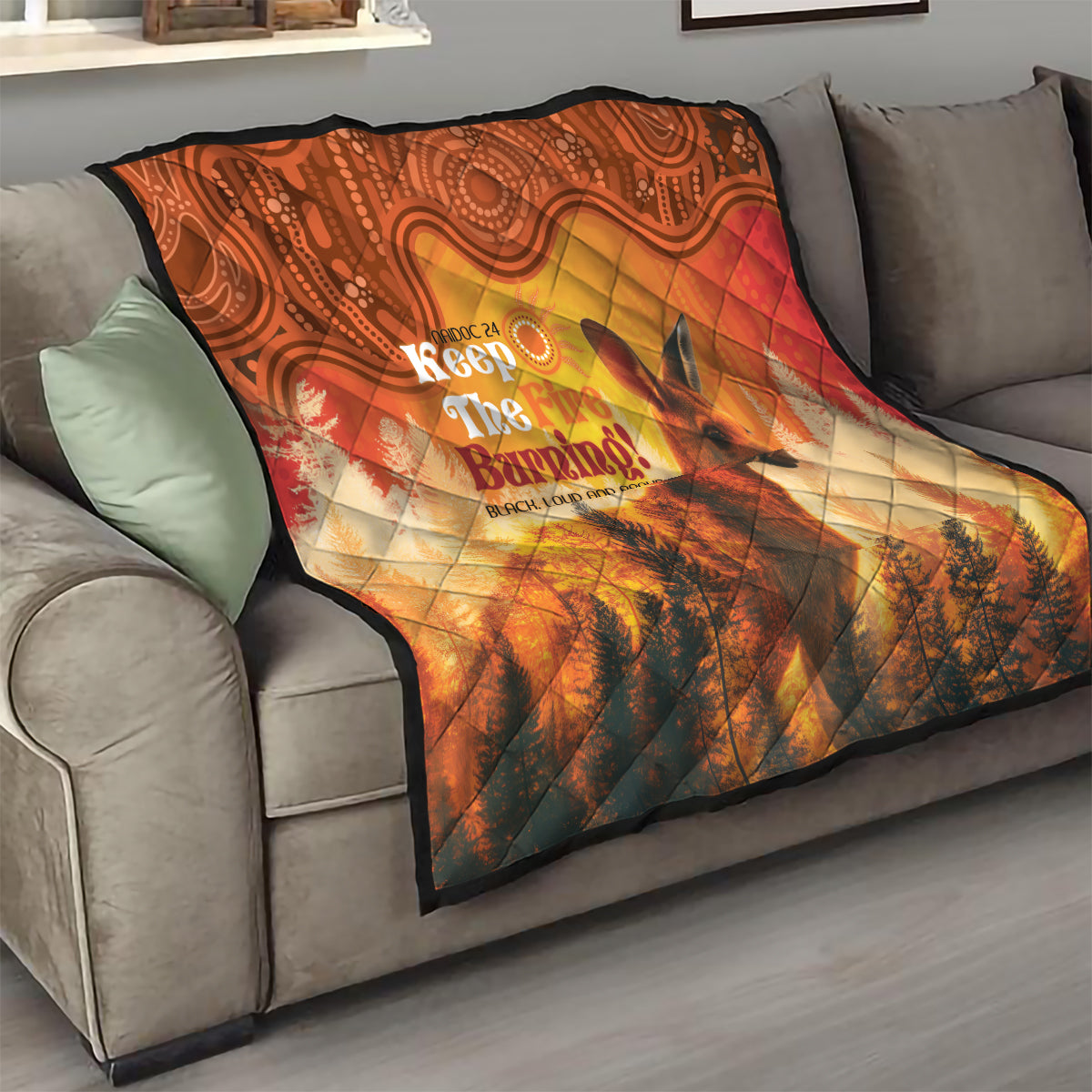 Australian Kangaroo Forests NAIDOC 2024 Quilt Aboriginal Art Style