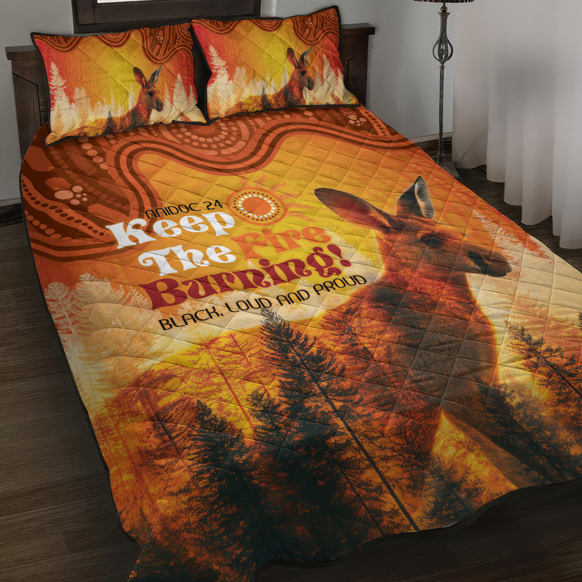 Australian Kangaroo Forests NAIDOC 2024 Quilt Bed Set Aboriginal Art Style