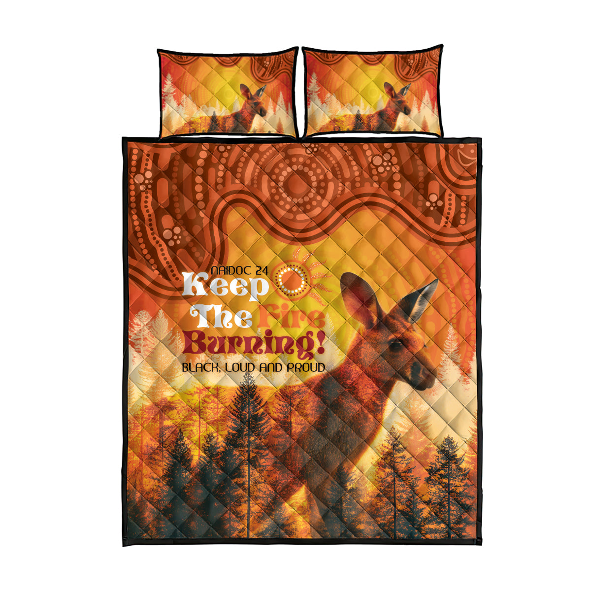Australian Kangaroo Forests NAIDOC 2024 Quilt Bed Set Aboriginal Art Style