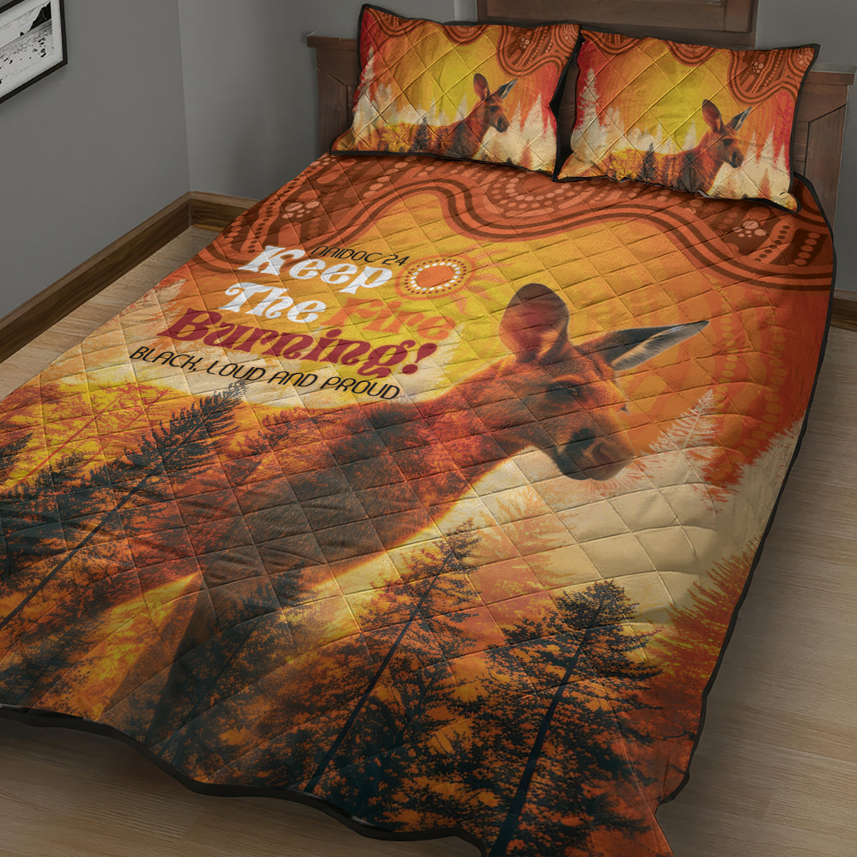 Australian Kangaroo Forests NAIDOC 2024 Quilt Bed Set Aboriginal Art Style