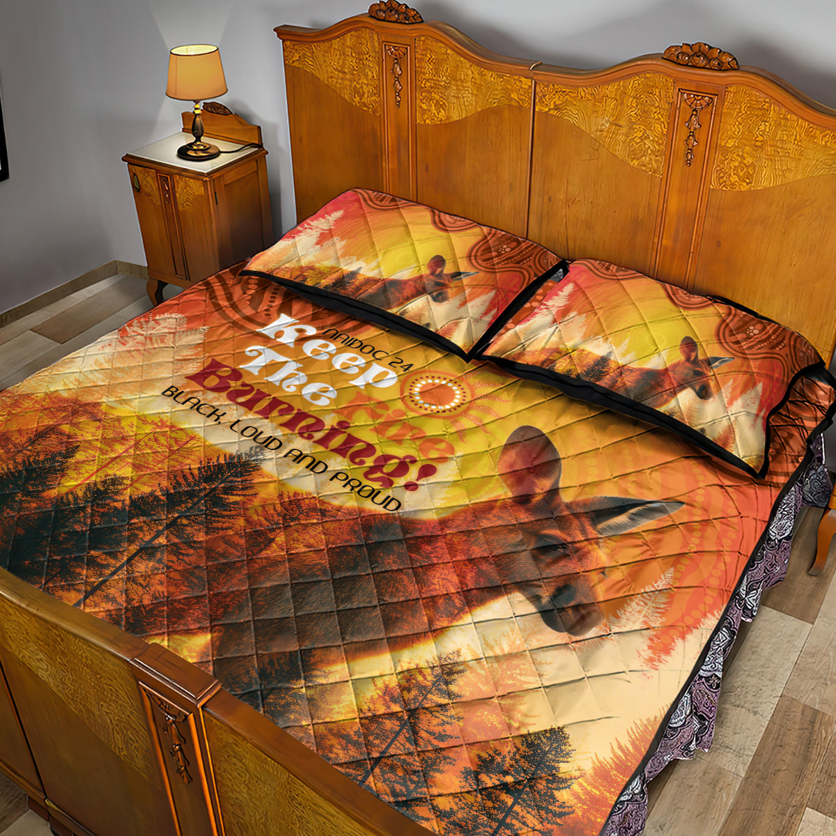 Australian Kangaroo Forests NAIDOC 2024 Quilt Bed Set Aboriginal Art Style