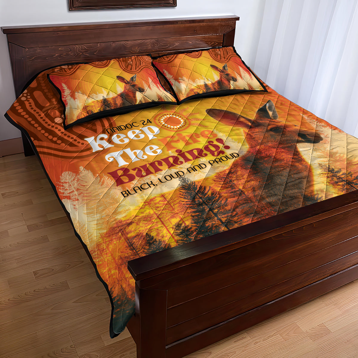 Australian Kangaroo Forests NAIDOC 2024 Quilt Bed Set Aboriginal Art Style