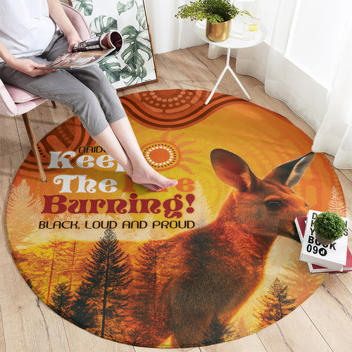Australian Kangaroo Forests NAIDOC 2024 Round Carpet Aboriginal Art Style