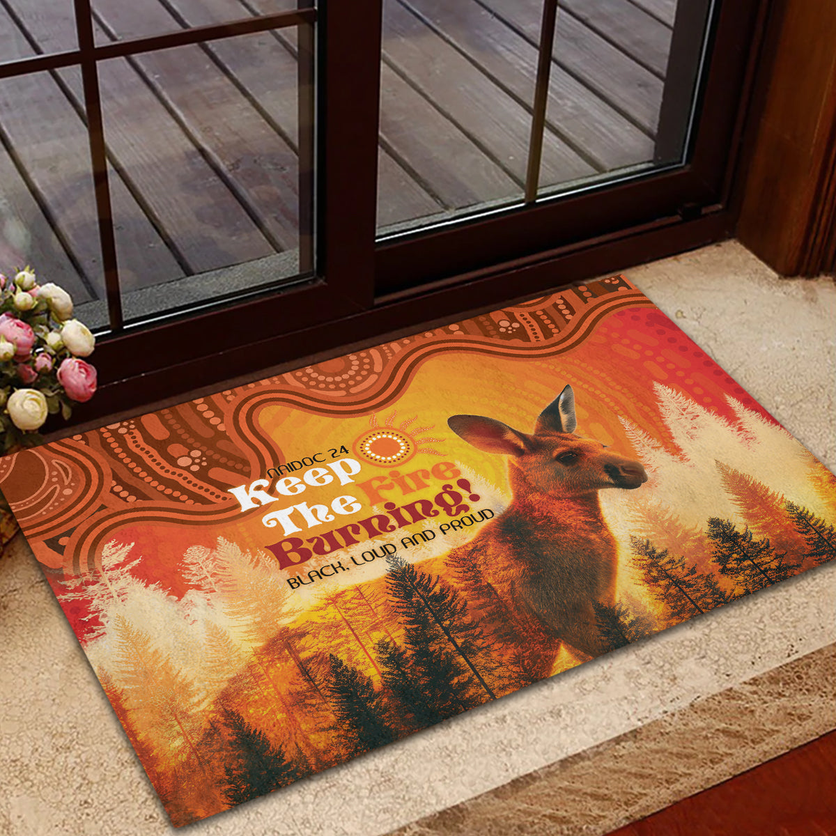 Australian Kangaroo Forests NAIDOC 2024 Rubber Doormat Aboriginal Art Style