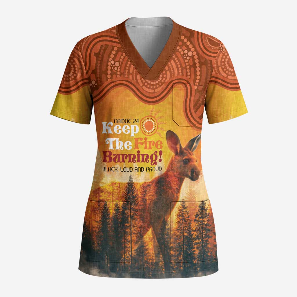 Australian Kangaroo Forests NAIDOC 2024 Scrub Top Aboriginal Art Style - Aussie Hoodie