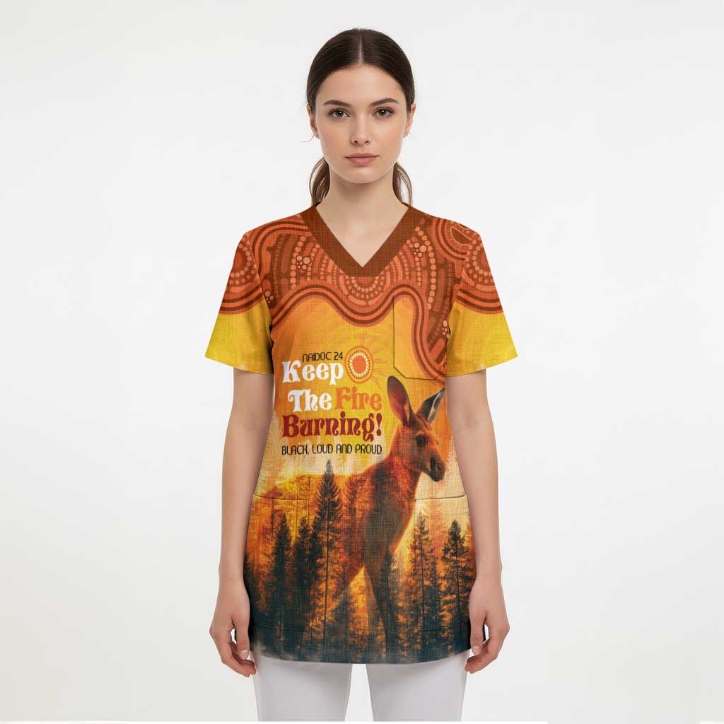 Australian Kangaroo Forests NAIDOC 2024 Scrub Top Aboriginal Art Style - Aussie Hoodie
