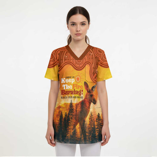 Australian Kangaroo Forests NAIDOC 2024 Scrub Top Aboriginal Art Style - Aussie Hoodie