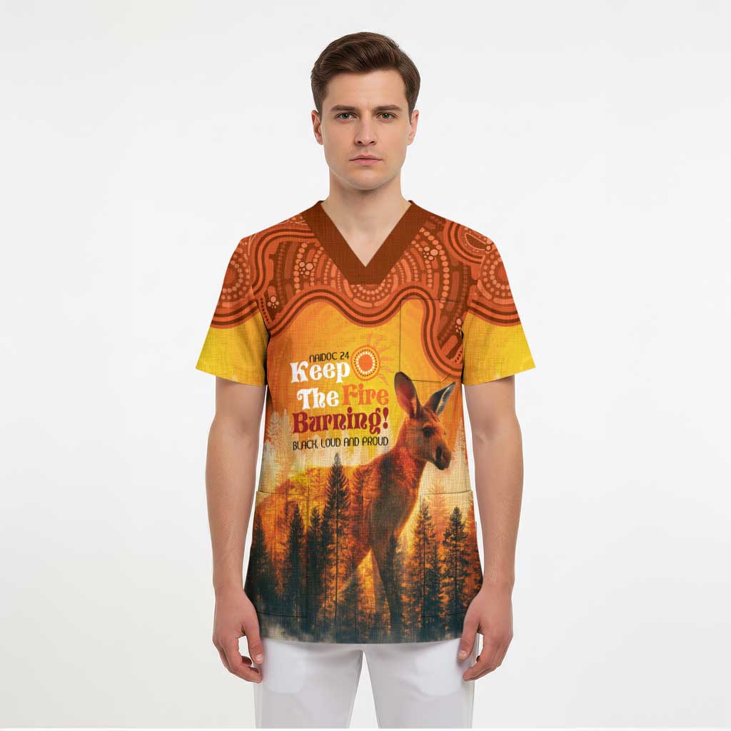 Australian Kangaroo Forests NAIDOC 2024 Scrub Top Aboriginal Art Style - Aussie Hoodie