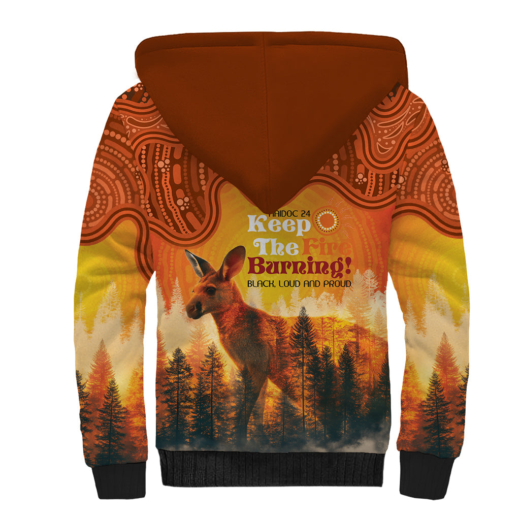 Australian Kangaroo Forests NAIDOC 2024 Sherpa Hoodie Aboriginal Art Style