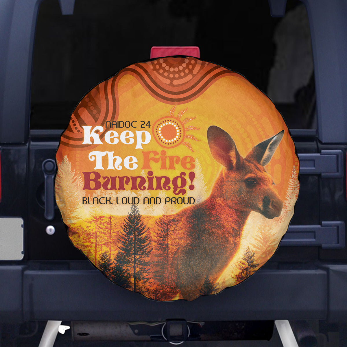 Australian Kangaroo Forests NAIDOC 2024 Spare Tire Cover Aboriginal Art Style