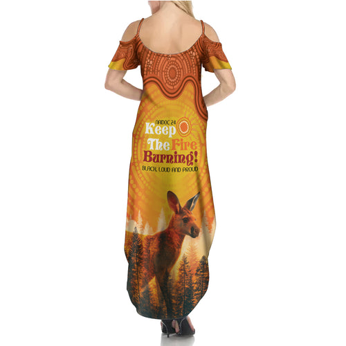 Australian Kangaroo Forests NAIDOC 2024 Summer Maxi Dress Aboriginal Art Style