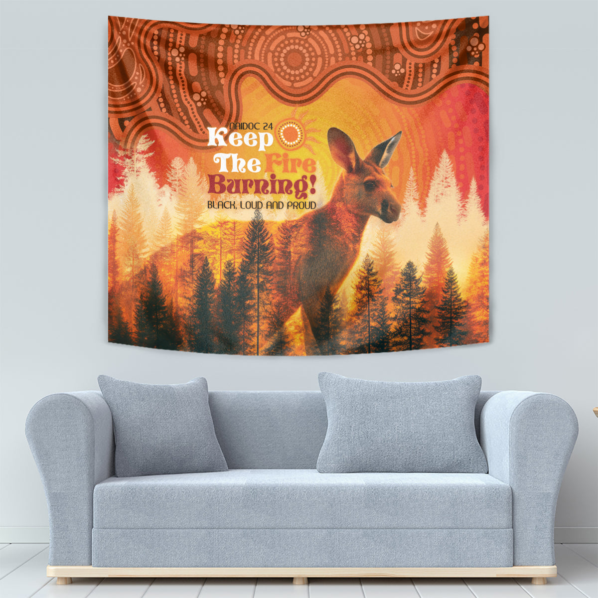Australian Kangaroo Forests NAIDOC 2024 Tapestry Aboriginal Art Style