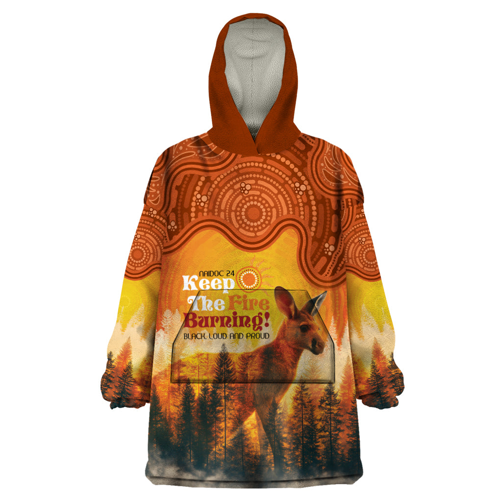 Australian Kangaroo Forests NAIDOC 2024 Wearable Blanket Hoodie Aboriginal Art Style