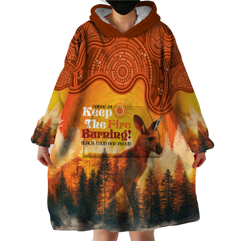 Australian Kangaroo Forests NAIDOC 2024 Wearable Blanket Hoodie Aboriginal Art Style
