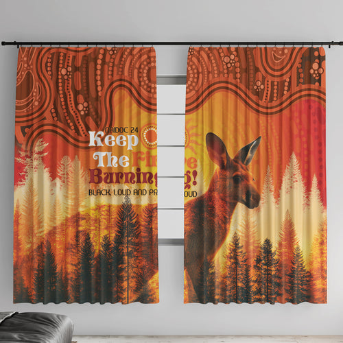 Australian Kangaroo Forests NAIDOC 2024 Window Curtain Aboriginal Art Style