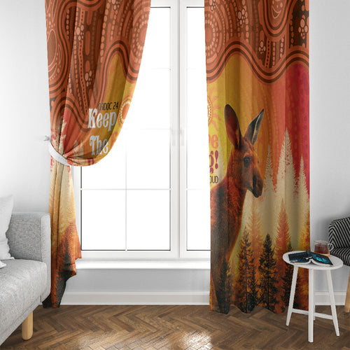 Australian Kangaroo Forests NAIDOC 2024 Window Curtain Aboriginal Art Style