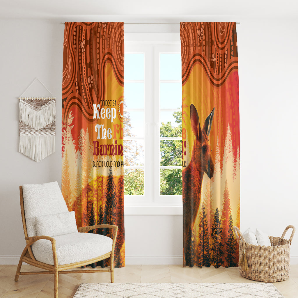 Australian Kangaroo Forests NAIDOC 2024 Window Curtain Aboriginal Art Style